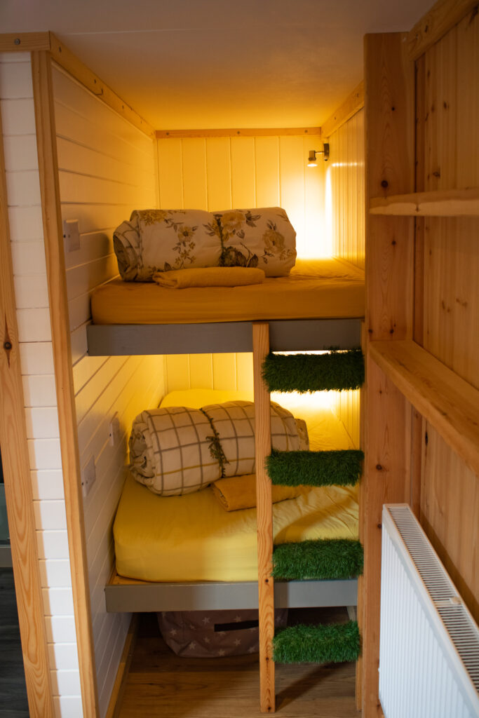 bunk beds. orchard glamping pods in lancashire
