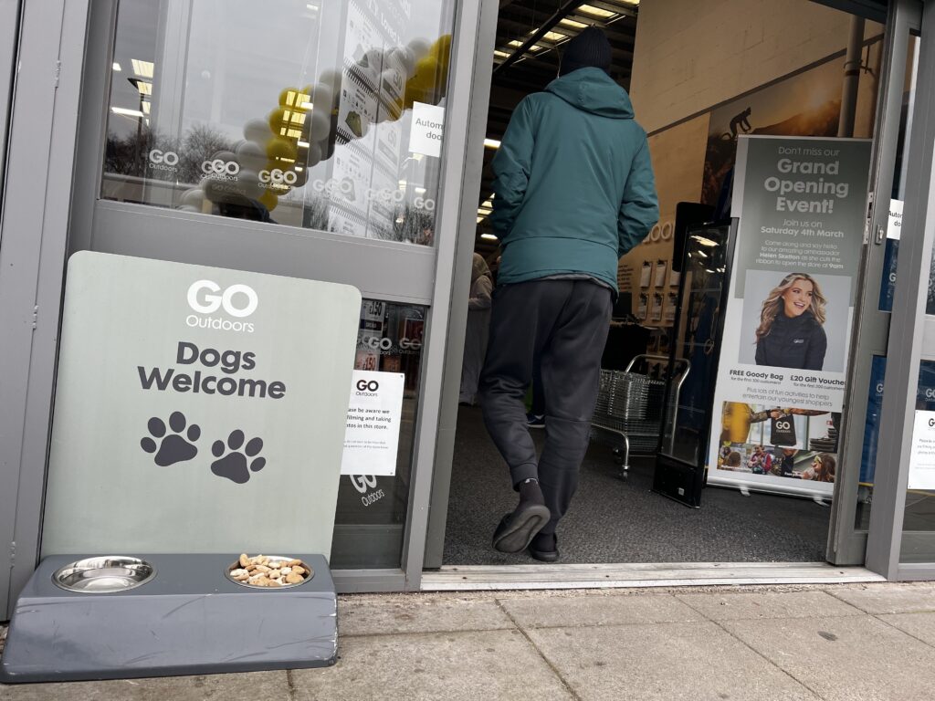 go outdoors blackburn reopening. dog friendly store.