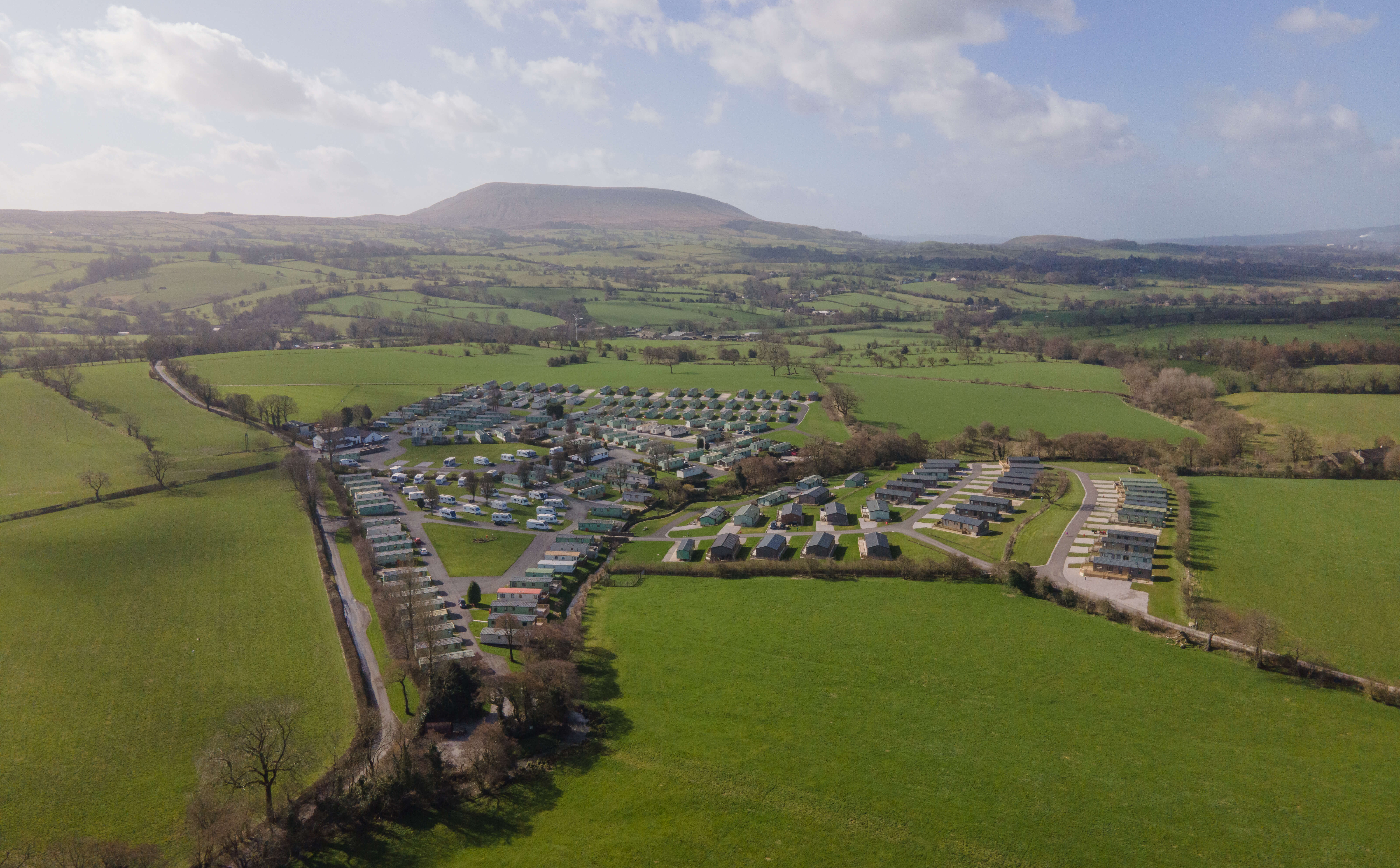 holgates holiday park ribble valley. drone image. review of pet friendly holiday home.